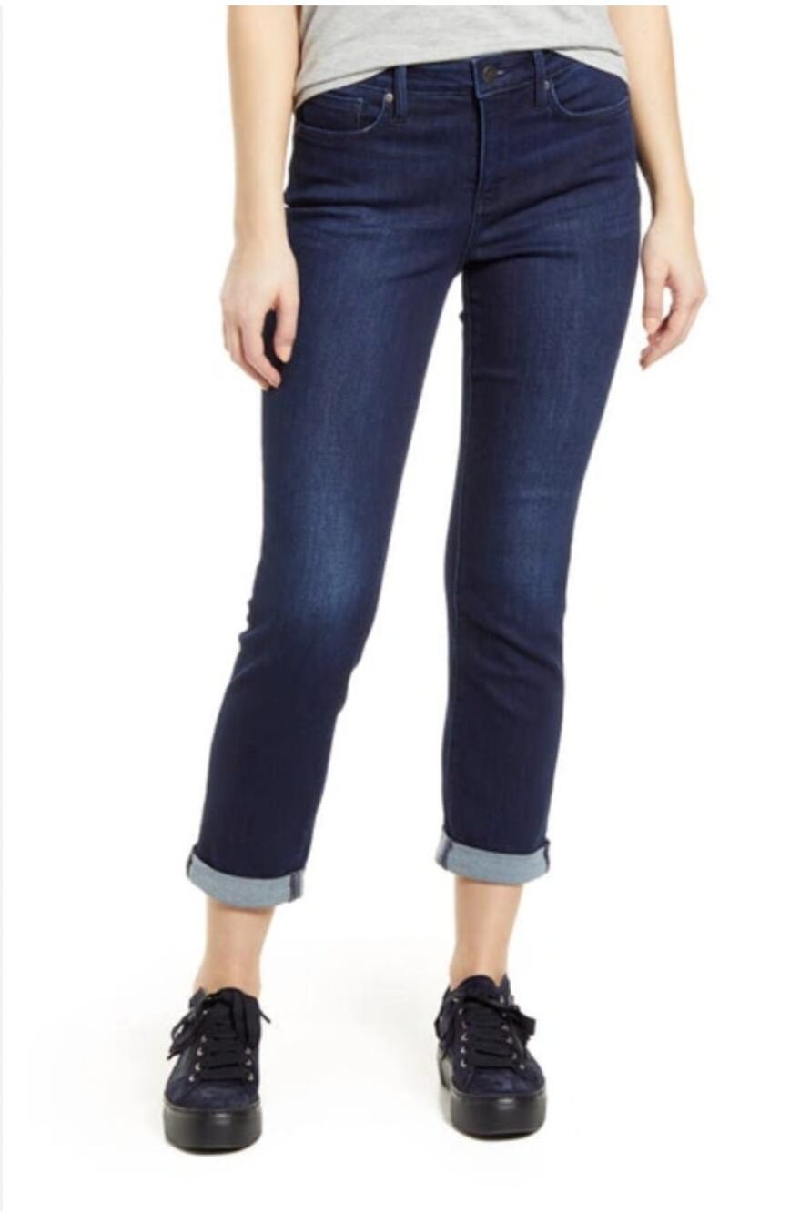 NYDJ Womens Sheri Slim Jeans Size 00 Rapture Blue Cuffed Mid Rise Stretch NWT